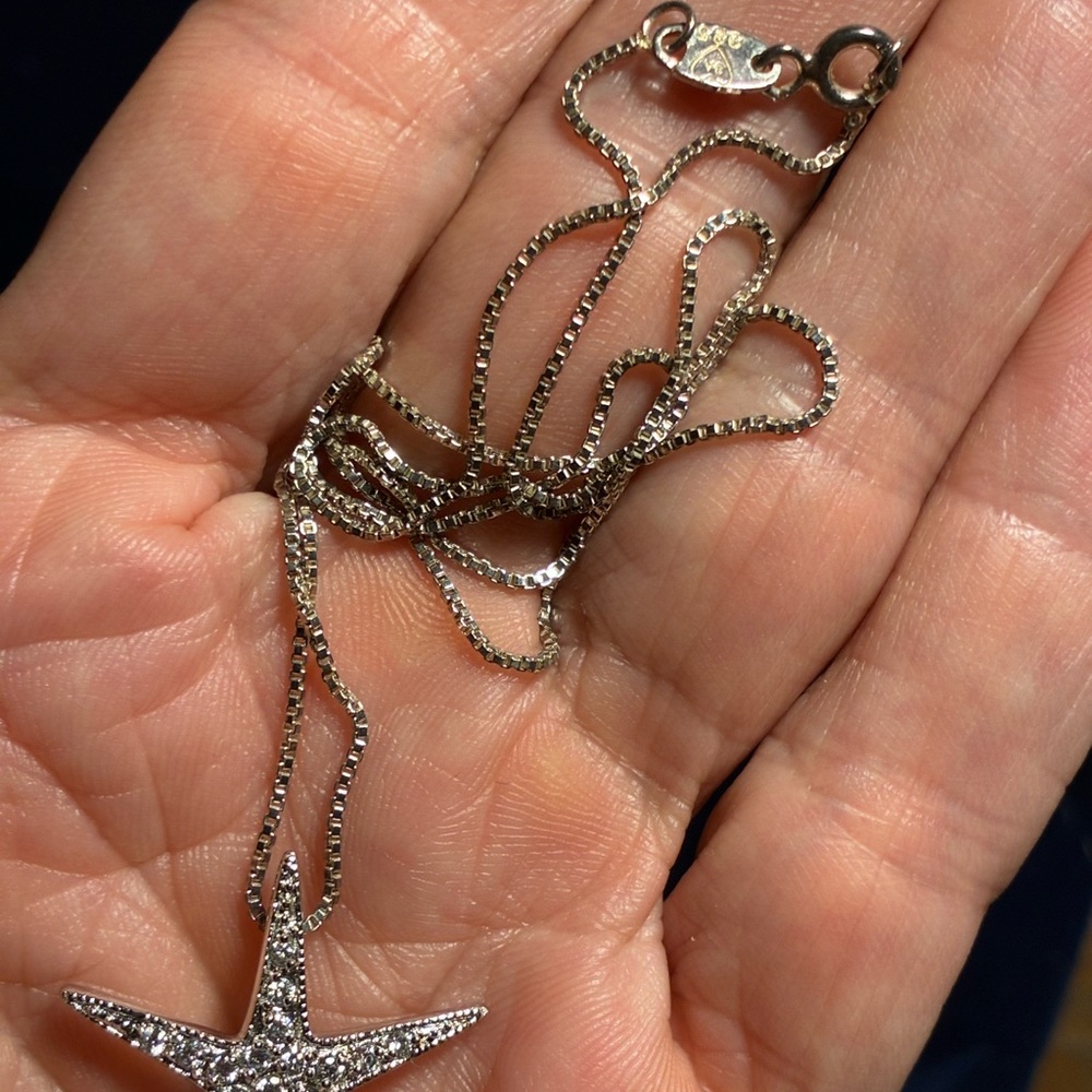 Sterling Silver Starfish Necklace CZ Coastal Beach Jewelry 925 Italy - Picture 6 of 9